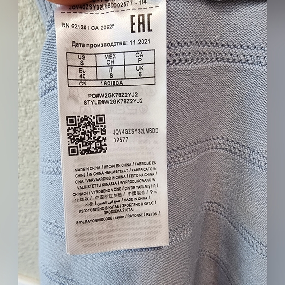 NWT GUESS SMART Collection Ribbed Knit Light Blue Dress Size Small - Picture 9 of 12